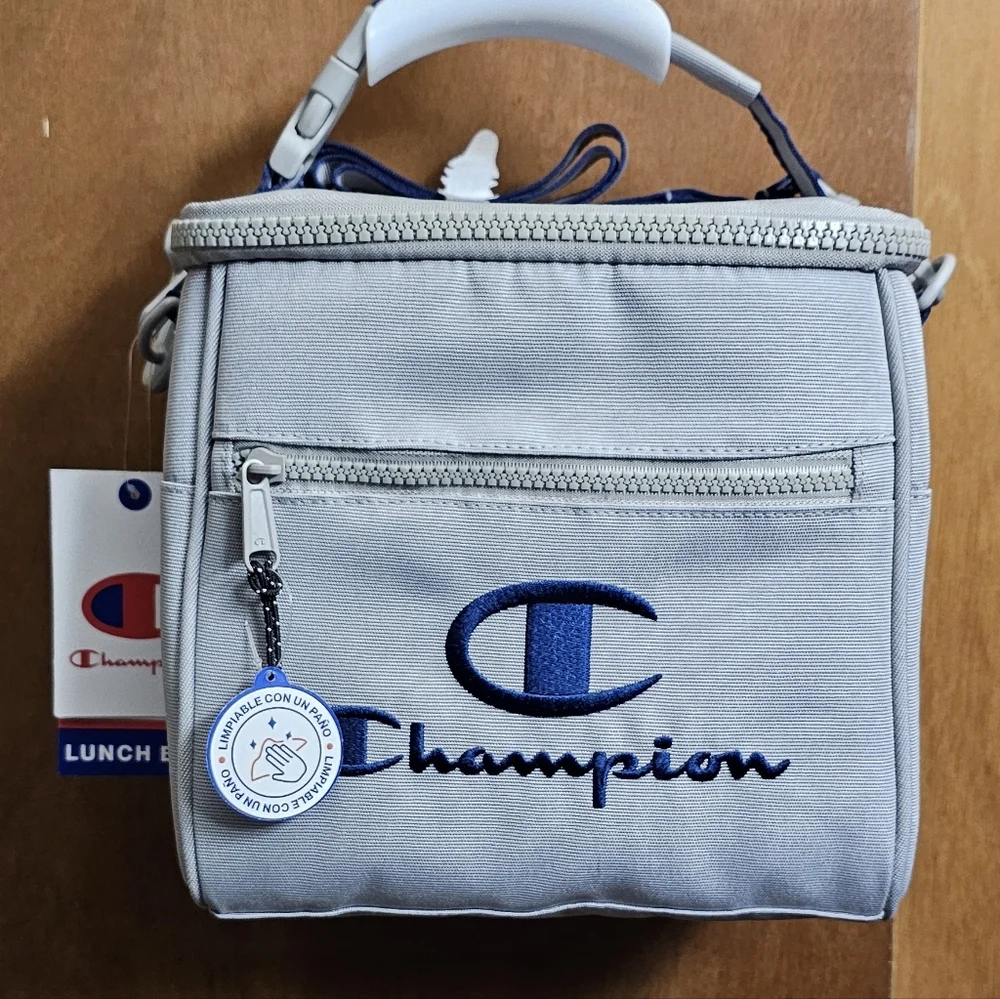 Champion Estate Insulated Lunch Box Cooler Messenger bag kit New gray Blue NWT